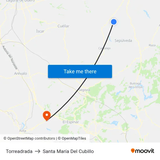 Torreadrada to Santa María Del Cubillo map