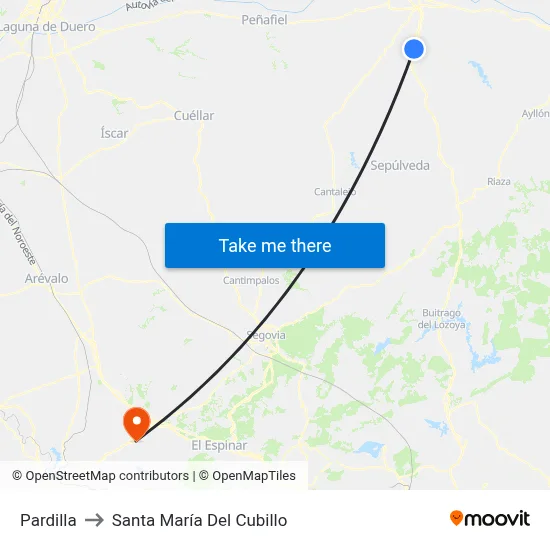 Pardilla to Santa María Del Cubillo map