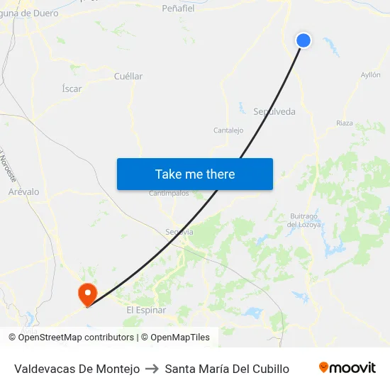 Valdevacas De Montejo to Santa María Del Cubillo map