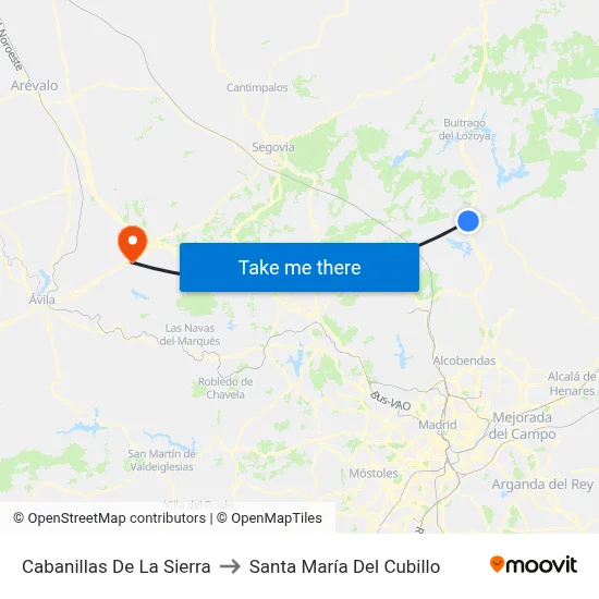 Cabanillas De La Sierra to Santa María Del Cubillo map