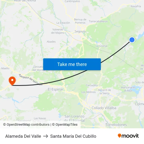 Alameda Del Valle to Santa María Del Cubillo map