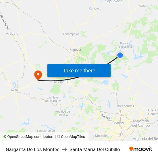 Garganta De Los Montes to Santa María Del Cubillo map