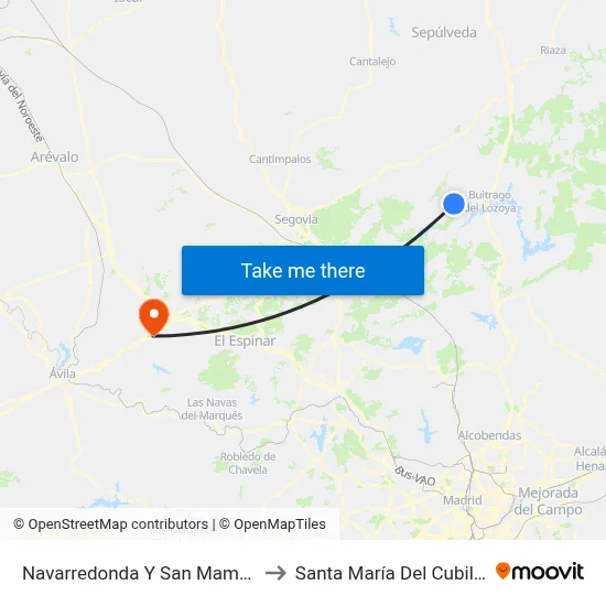 Navarredonda Y San Mamés to Santa María Del Cubillo map
