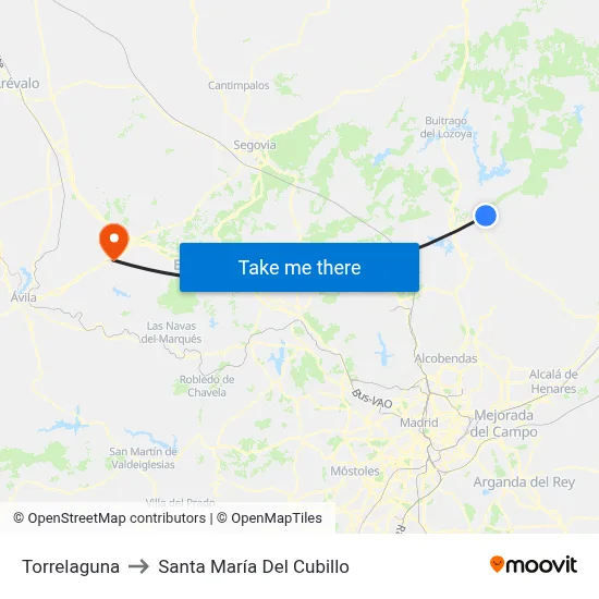 Torrelaguna to Santa María Del Cubillo map