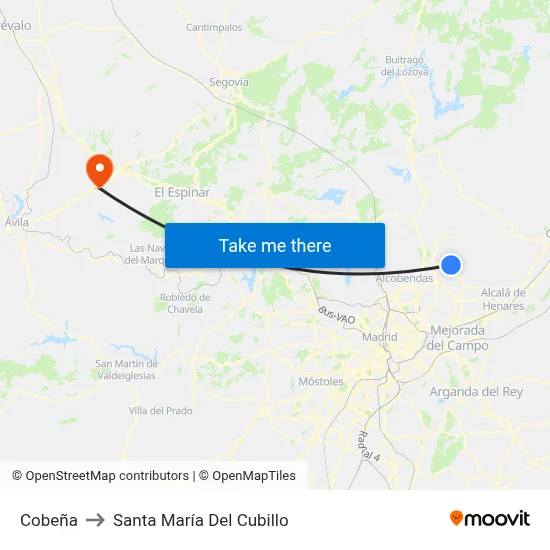 Cobeña to Santa María Del Cubillo map