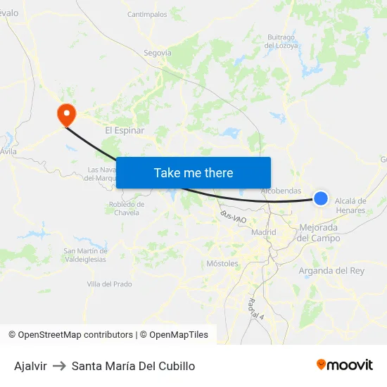 Ajalvir to Santa María Del Cubillo map