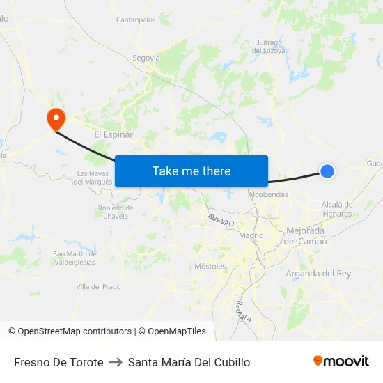 Fresno De Torote to Santa María Del Cubillo map