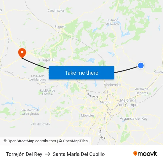 Torrejón Del Rey to Santa María Del Cubillo map