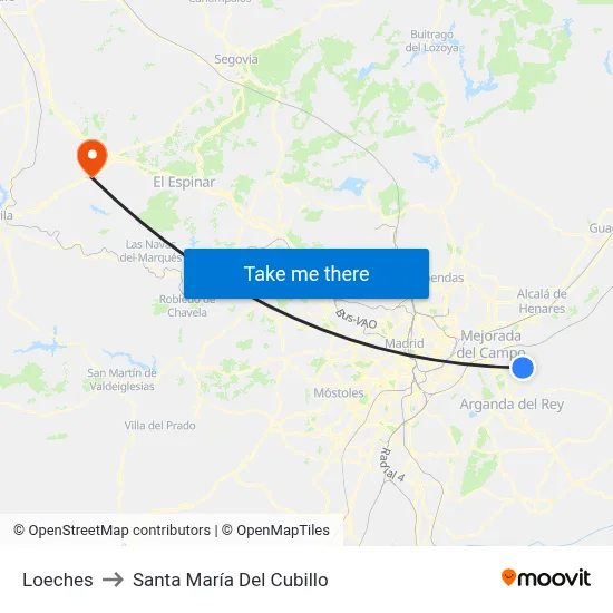Loeches to Santa María Del Cubillo map