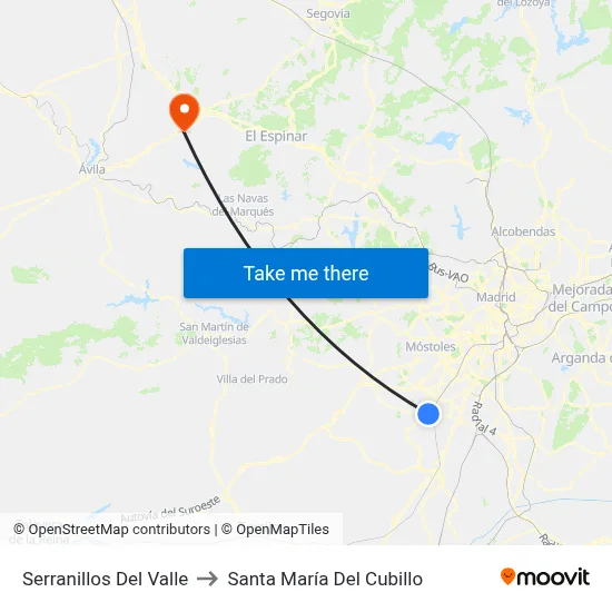 Serranillos Del Valle to Santa María Del Cubillo map