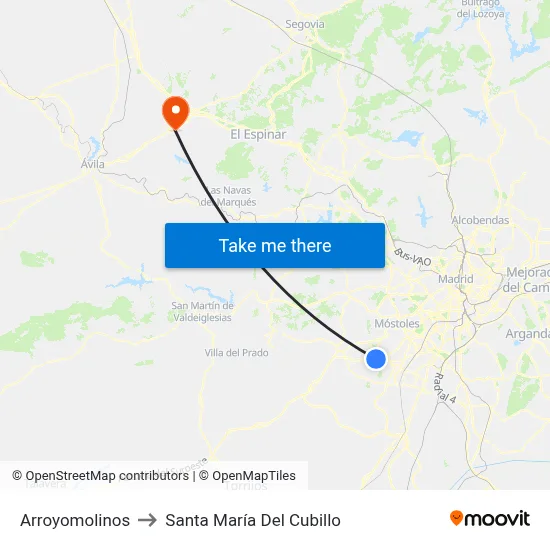 Arroyomolinos to Santa María Del Cubillo map