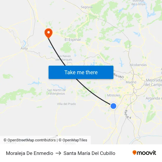 Moraleja De Enmedio to Santa María Del Cubillo map