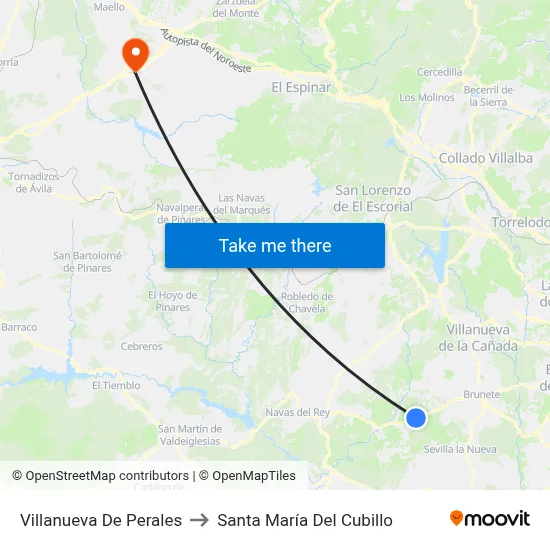 Villanueva De Perales to Santa María Del Cubillo map