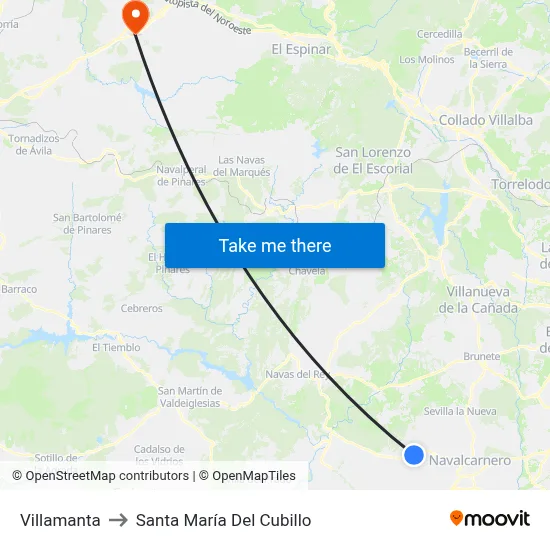 Villamanta to Santa María Del Cubillo map