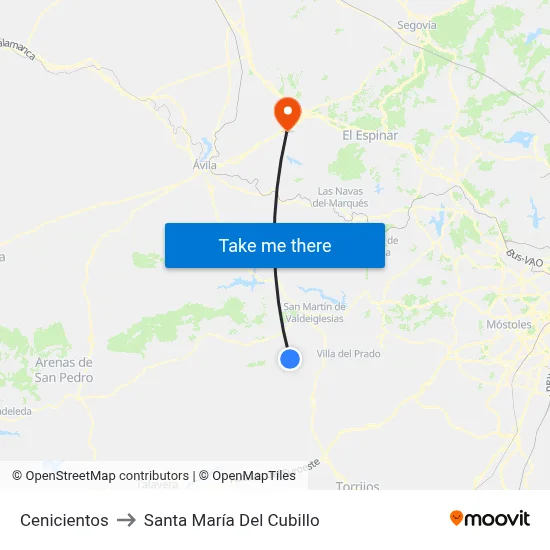 Cenicientos to Santa María Del Cubillo map