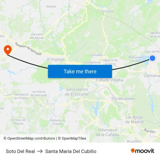 Soto Del Real to Santa María Del Cubillo map