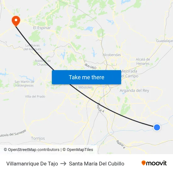 Villamanrique De Tajo to Santa María Del Cubillo map