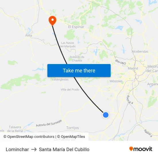 Lominchar to Santa María Del Cubillo map