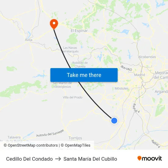Cedillo Del Condado to Santa María Del Cubillo map