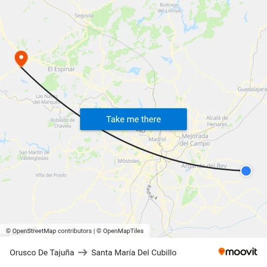 Orusco De Tajuña to Santa María Del Cubillo map