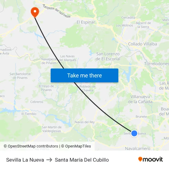 Sevilla La Nueva to Santa María Del Cubillo map