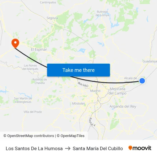 Los Santos De La Humosa to Santa María Del Cubillo map
