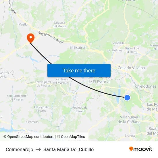 Colmenarejo to Santa María Del Cubillo map
