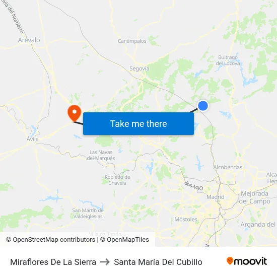 Miraflores De La Sierra to Santa María Del Cubillo map