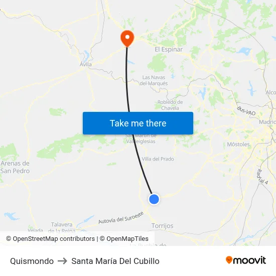 Quismondo to Santa María Del Cubillo map