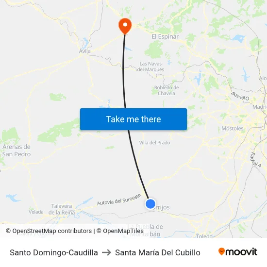 Santo Domingo-Caudilla to Santa María Del Cubillo map