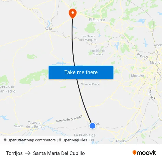 Torrijos to Santa María Del Cubillo map