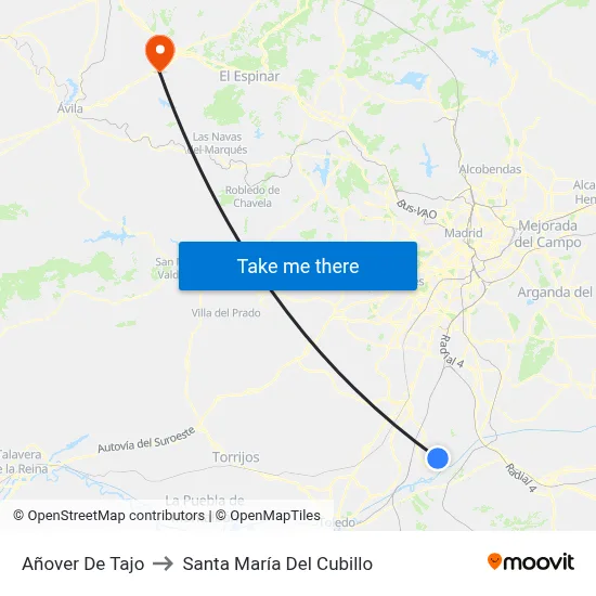 Añover De Tajo to Santa María Del Cubillo map