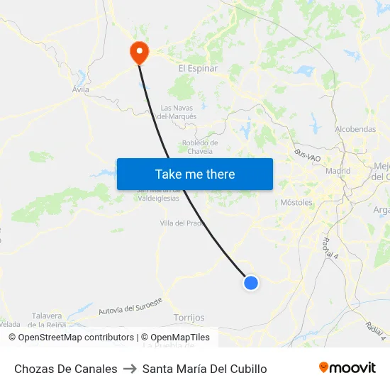 Chozas De Canales to Santa María Del Cubillo map
