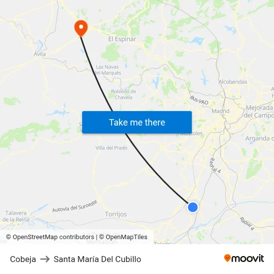 Cobeja to Santa María Del Cubillo map