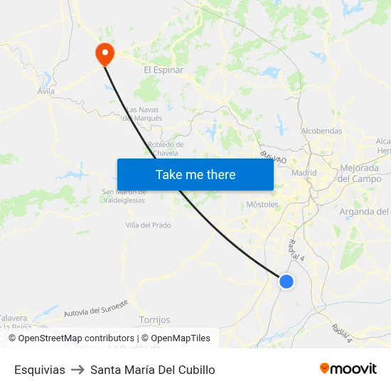Esquivias to Santa María Del Cubillo map