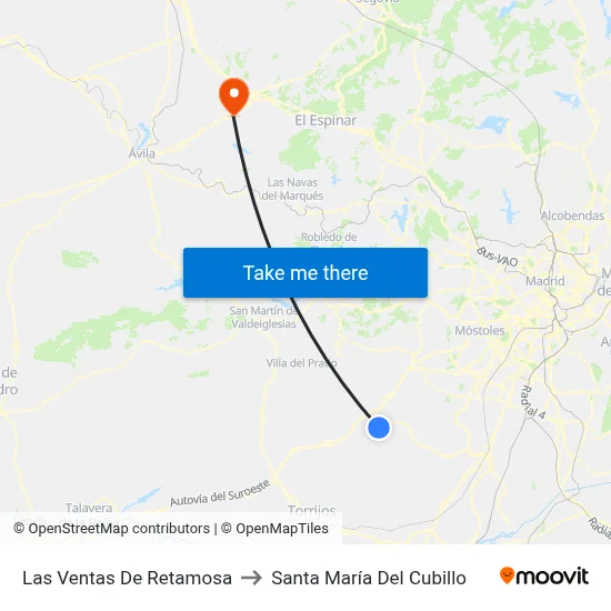 Las Ventas De Retamosa to Santa María Del Cubillo map