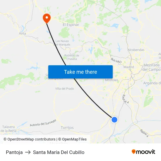 Pantoja to Santa María Del Cubillo map
