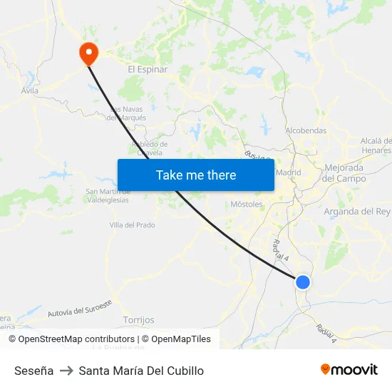 Seseña to Santa María Del Cubillo map
