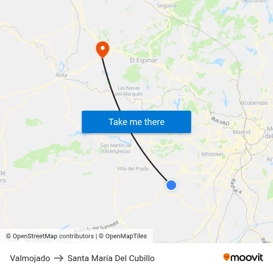 Valmojado to Santa María Del Cubillo map