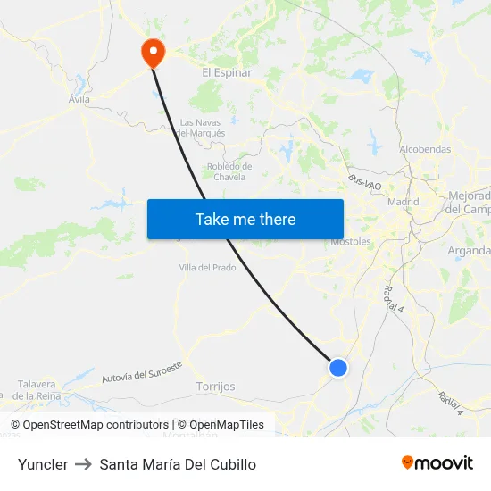 Yuncler to Santa María Del Cubillo map