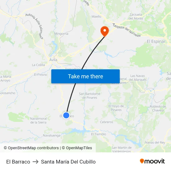 El Barraco to Santa María Del Cubillo map