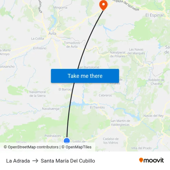 La Adrada to Santa María Del Cubillo map