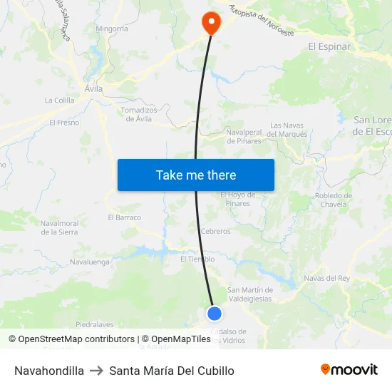 Navahondilla to Santa María Del Cubillo map