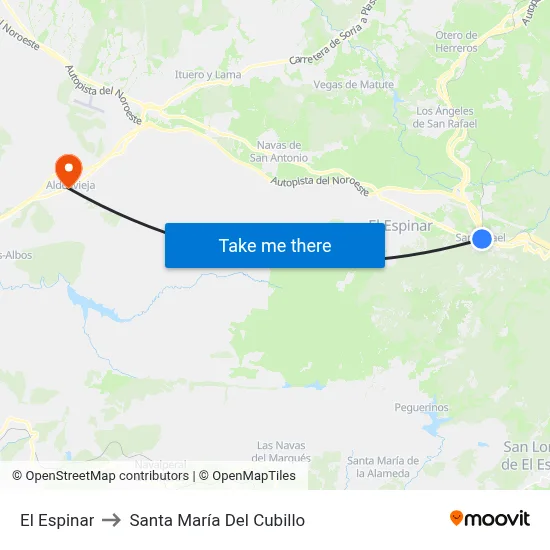 El Espinar to Santa María Del Cubillo map