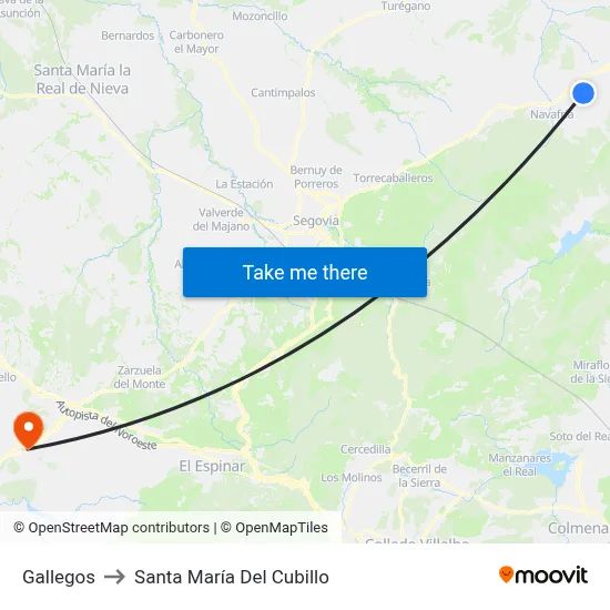 Gallegos to Santa María Del Cubillo map