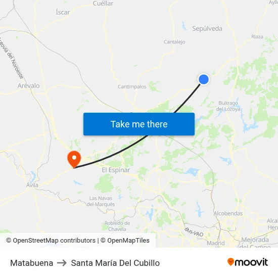 Matabuena to Santa María Del Cubillo map