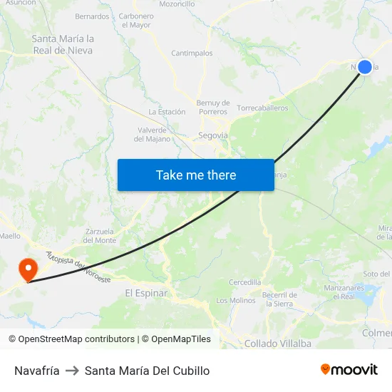 Navafría to Santa María Del Cubillo map