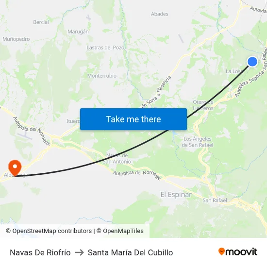 Navas De Riofrío to Santa María Del Cubillo map