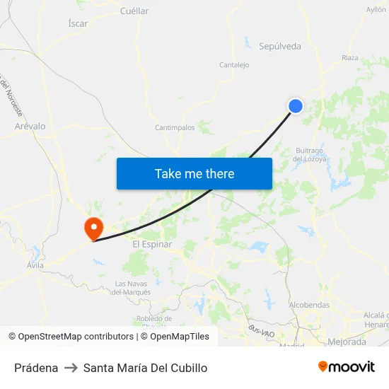 Prádena to Santa María Del Cubillo map