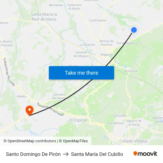 Santo Domingo De Pirón to Santa María Del Cubillo map